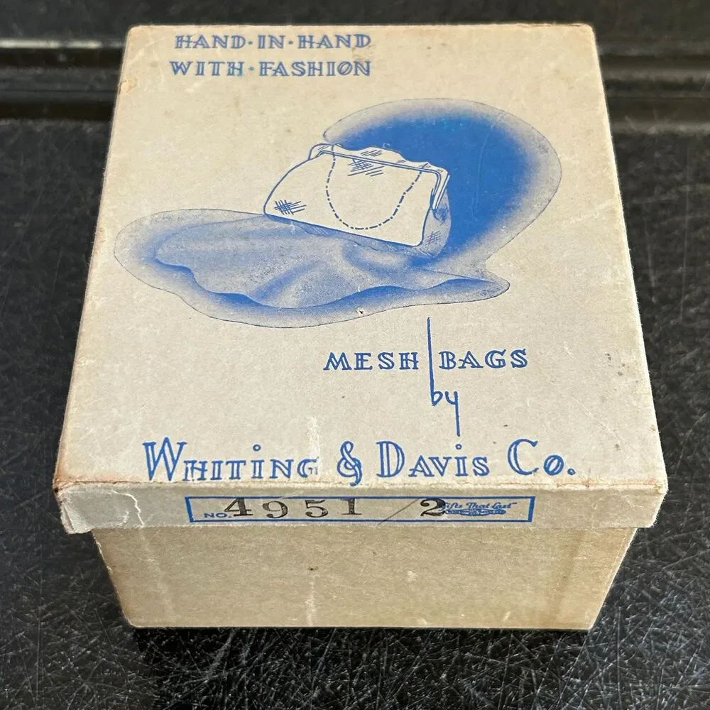 Vintage 40s Whiting and Davis Small Silver Mesh Mini Handbag with Box - Picture 8 of 9